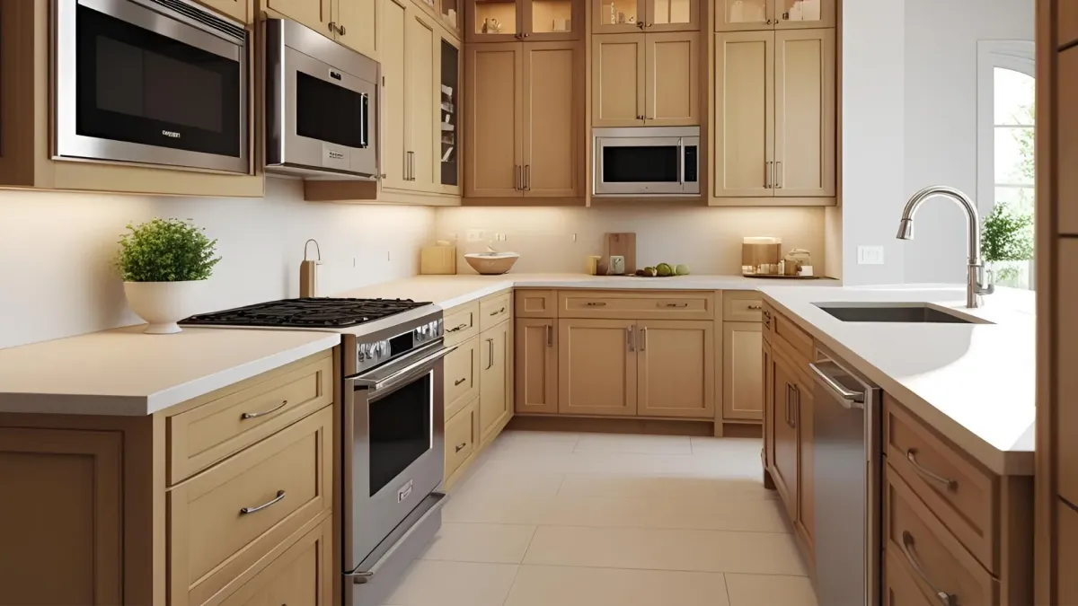 Built-in Microwave and Double Ovens in Wall Units