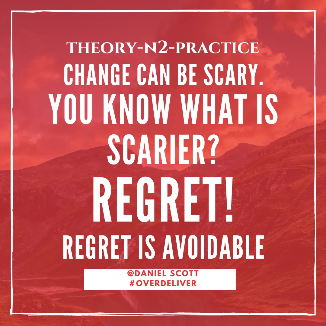 Red Background, White Font Reading, Regret Is Avoidable