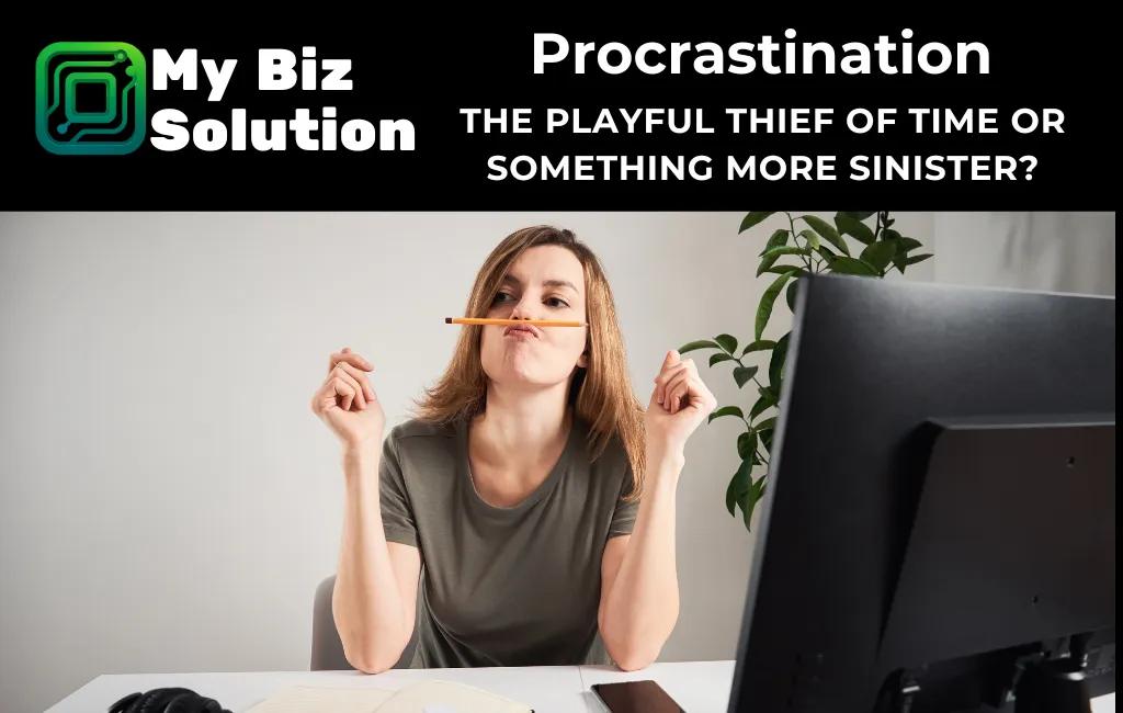 Woman balancing pencil on her lip procrastinating