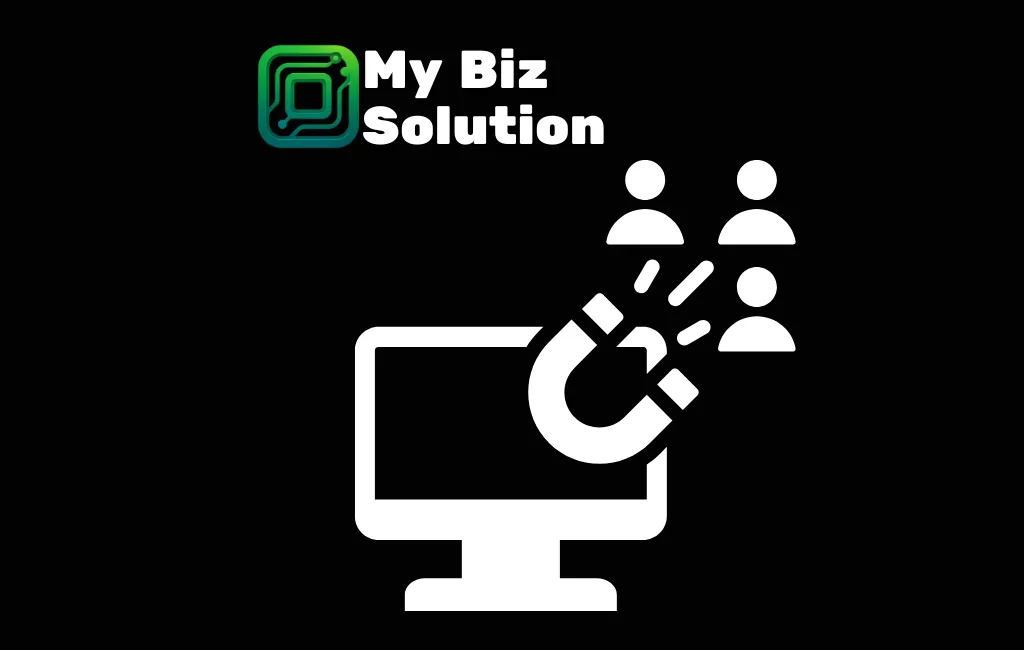 Graphic of a computer screen with magnet depicting lead generation 