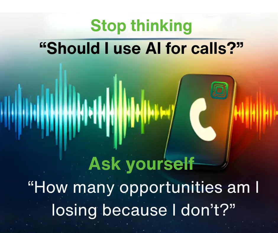 Phone with the phrase how much business are you missing because you are not using Voice AI to answer missed calls