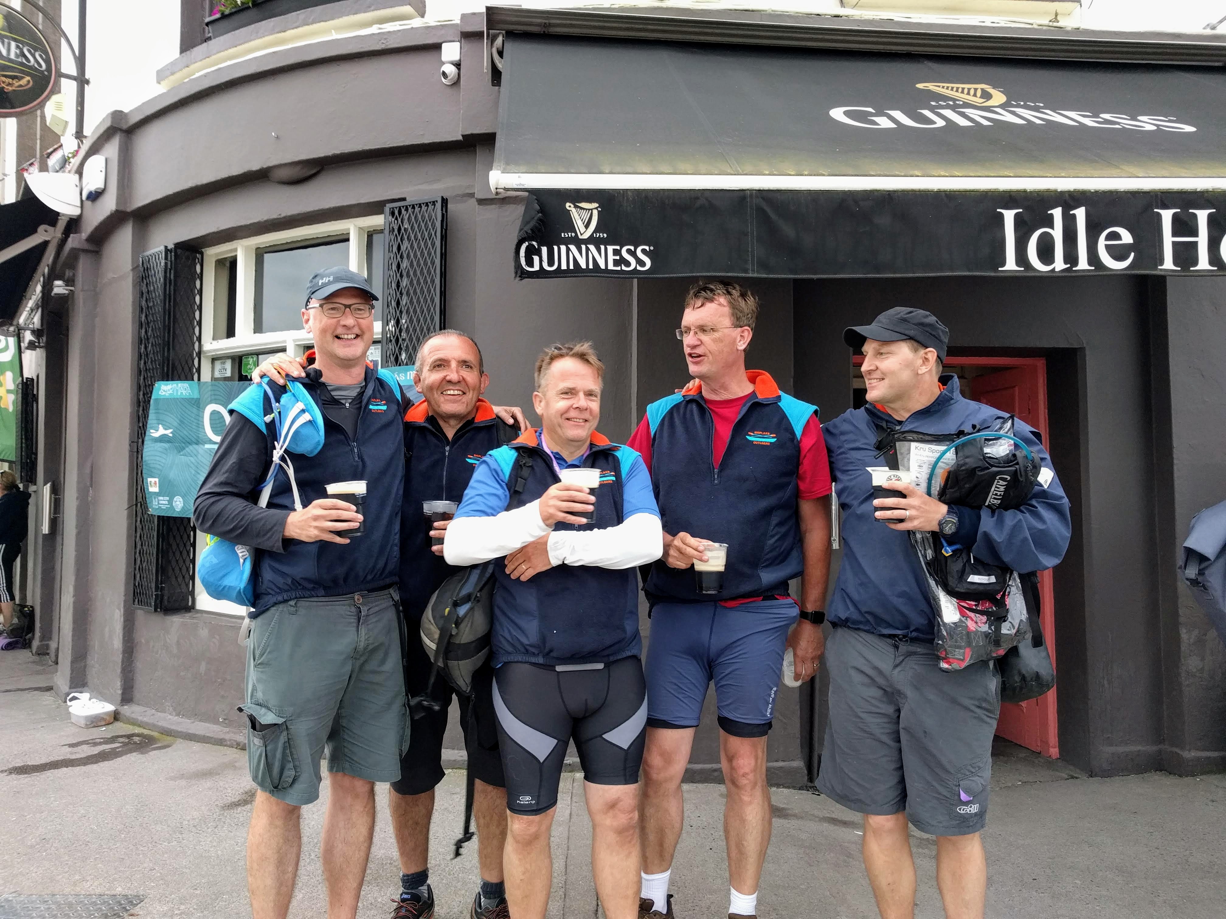 The Shiplake Outloars crew celebrate after the Ocean to City race in Cork 2018