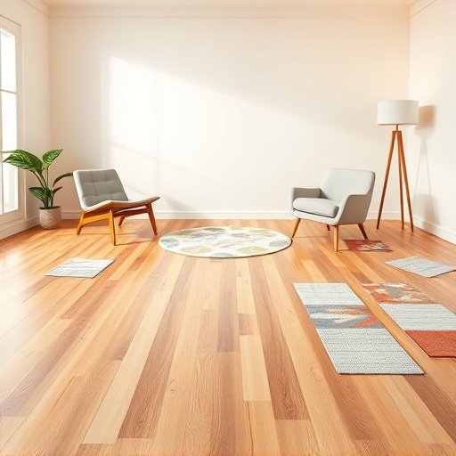 Alt Text: A visually engaging blog cover image depicting a serene and sophisticated kitchen and bathroom environment showcasing various waterproof flooring options. The kitchen features elegant waterproof tiles with abstract floral patterns reminiscent of bamboo and water, while the bathroom displays smooth, glossy surfaces resembling natural stones, highlighted by delicate water droplets. Quirky elements include a small wooden fish on the kitchen floor and a playful frog on the bath mat, adding charm to the tranquil setting. Lush green plants peek from beneath countertops, and traditional Chinese brush strokes subtly blend with modern flooring designs. The color palette of soft blues and gentle earth tones creates a peaceful ambiance, inviting readers to explore the beauty and practicality of waterproof flooring for kitchens and bathrooms.