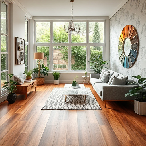 A blog cover image depicting various flooring materials in a grid layout, featuring distinct sections for wood, tile, carpet, and laminate. Each flooring type is visually appealing and harmoniously integrated, showcasing their unique textures. Whimsical faux plants peek from the edges of the tile sections, and playful texture icons—like a soft tuft of carpet and a sparkling tile—are subtly included. The background features a soft, neutral palette of gentle creams and muted grays, emphasizing the flooring materials while maintaining a calm and sophisticated tone. The minimalist design invites readers interested in home improvement, highlighting the variety of flooring options available.
