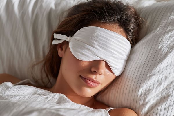 Woman sleeping in a blindfold while her passive income ideas make money