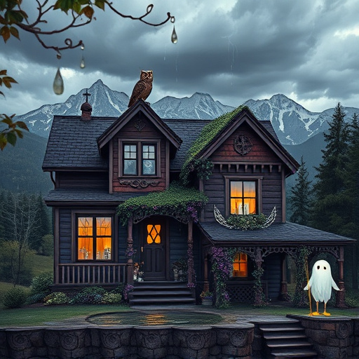 A photorealistic blog cover image depicting "Water Damage Restoration in Basalt, Colorado." The foreground shows glistening puddles of water on wooden floors and inviting area rugs, set in a cozy, rustic home after a flood. Subtle splash marks and flowing water trails indicate affected areas, while vibrant green plants symbolize resilience. In the background, an open window reveals the stunning Basalt landscape with snow-capped Rocky Mountains against a clear blue sky, enhancing the calm mood. Restoration equipment like industrial fans and dehumidifiers is arranged, suggesting ongoing work without human figures. Playful details include a cheerful rubber duck floating in a bucket and a small dog peeking from behind a chair, adding a sense of hope. The color palette of earthy browns, greens, and blues conveys warmth and professionalism, balancing the seriousness of water damage with an uplifting ambiance.