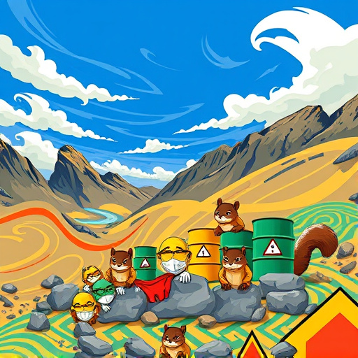 A vibrant ColorFieldPainting cover image showcasing the theme of 'Hazmat cleanup near me in Oak Creek, Colorado.' The artwork features a serene landscape of Oak Creek with lush green hills and the gentle flow of the creek, symbolizing nature's resilience. In the foreground, vivid abstract shapes resembling safety equipment like gloves and masks are playfully integrated into the natural scenery, conveying a message of environmental care and awareness. The mood balances calmness with alertness, reflecting the seriousness of hazmat procedures while promoting community support and safety. Quirky details include oversized cartoonish plants wearing tiny helmets and playful critters peeking from behind boulders, illustrating thoughtful safety in a vibrant ecosystem. Natural elements blend with color blocks symbolizing clean-up efforts in bright orange and reflective yellow, contrasting with deep greens and tranquil blues. The overall composition evokes hope and determination, highlighting collaboration in maintaining a safe environment.