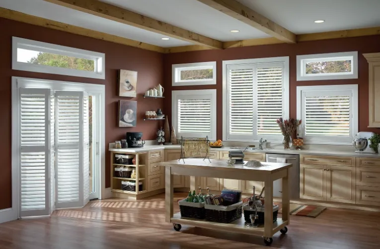 Custom window shutters by Eclipse installed in a bedroom from Fasada Windows and Doors Oakville.