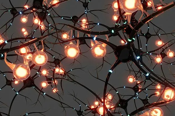 Brain neurons lighting up