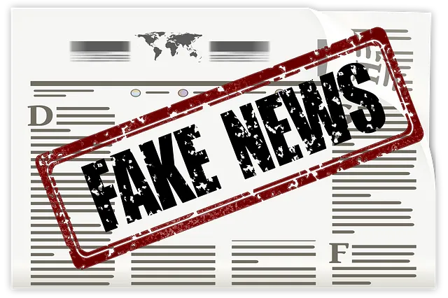 Newspaper with fake news stamped on it