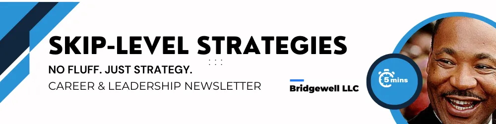 Skip Level Strategies Newsletters cover photo with the words 'Skip Level Strategies Newsletters: Strategy, Career & Leadership'.