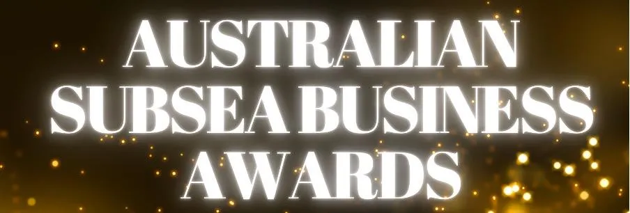 Australian Subsea Business Awards logo on a sparkling gold background.