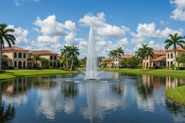 A beautiful pond fountain in Ormond Beach