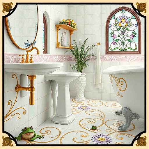 Colorful PopArt cover image for a blog titled "How Long Does It Take to Remodel a Bathroom," featuring a whimsical half-finished bathroom. A bright bathtub is surrounded by oversized rubber ducks in vivid colors, floating on an aqua blue tiled floor. The walls display playful comic-style graphics, including a giant paintbrush dripping with vibrant hues and oversized wrenches. Quirky elements like a cheeky clock with rapidly spinning hands contrast with a serene potted plant boasting large, vivid green leaves. A colorful wallpaper roll with bold geometric patterns hangs precariously, hinting at transformation. A cartoonish showerhead emits colorful bubbles, adding lightheartedness. The retro-inspired background features dangling light fixtures resembling old-fashioned bulbs, infused with electric pink and neon blue tones, enhancing the vibrant atmosphere. Radiating beams of color create a sunburst effect, emphasizing the excitement of home improvements. The overall color palette consists of vibrant oranges, yellows, blues, and greens, characteristic of PopArt, engaging viewers and evoking enthusiasm for remodeling projects.