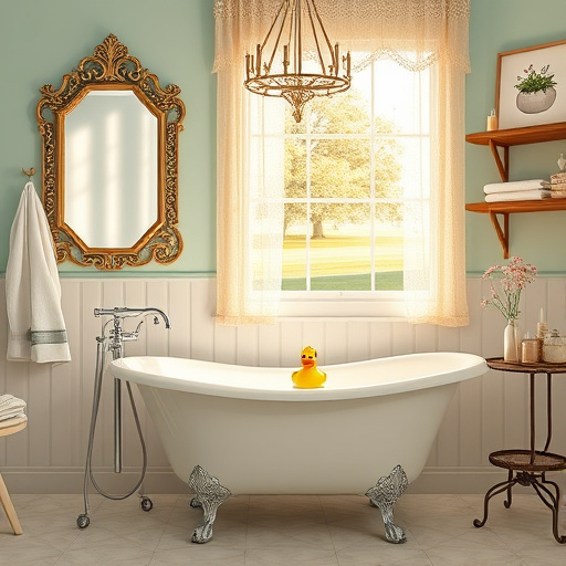 A hyperrealistic blog cover image showcasing a beautifully renovated bathroom by a trusted contractor in Georgetown, Kentucky. The focal point is an elegant freestanding bathtub with intricate detailing, accompanied by a rain showerhead adorned with glistening droplets. Surrounding the tub are lush plants in stylish pots, creating a serene oasis. The bathroom features light, neutral tones complemented by rich wooden cabinetry and gleaming tiles, enhancing sophistication. A playful rubber duck perches on the edge of the tub, and neatly rolled towels are arranged with miniature potted succulents, adding a quirky twist. Sunlight streams through a window with soft, billowing curtains, illuminating the space and reflecting off a polished mirror. Subtle hints of Georgetown’s architectural style include vintage wooden trim and a small framed photo of a local landmark. The color palette of soft whites, light grays, and gentle blues evokes cleanliness and peace, while golden sunlight adds warmth to the scene, highlighting both the beauty of a well-designed bathroom and the trustworthiness of the contracting profession.