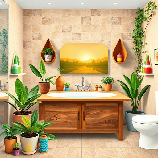 A vibrant blog cover image inspired by Pre-Columbian art, centered around "home renovation painting services." The scene features geometric patterns in rich, earthy tones like terracotta orange, deep turquoise, and sunlit yellow, creating a lively atmosphere that reflects creativity. In the foreground, intricate depictions of paintbrushes and rollers with colorful traditional motifs rest beside a divine palette and jars of paint bursting with color, emphasizing the limitless possibilities of home decoration. A beautifully designed wall behind showcases various painted patterns, including stylized flora and sun motifs, highlighting paint's transformative power. The background presents a charmingly stylized house with angular lines and intricate carvings, set against a vast azure sky on a gently rolling hillside, flanked by lush tropical plants. Small details, such as floating paint droplets and whimsical animals like vibrant birds and curious lizards, add a playful touch, inviting viewers into this imaginative home renovation world, while embodying professionalism and creativity through distinct shapes and colors.