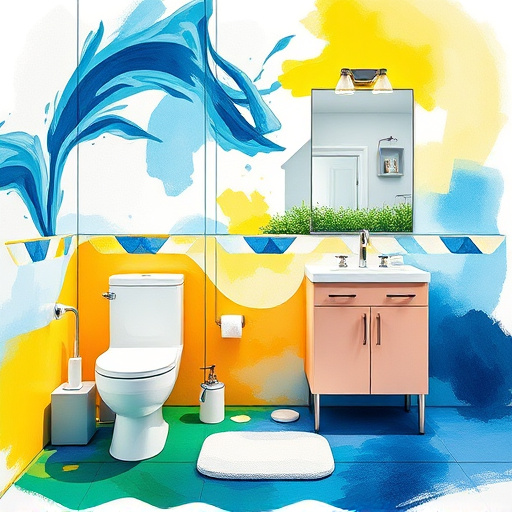 A serene and sophisticated bathroom setting that highlights modern innovation, inspired by the romantic intricacies of the Pre-Raphaelite Brotherhood. The image features a luxurious freestanding tub surrounded by lush green plants and delicate flowering vines climbing along ornate window frames. A small robotic cleaner is seen tidily zipping around the polished floor, while a high-tech showerhead glimmers with ethereal lights, indicating an intelligent water system. Soft, diffused natural light filters through sheer curtains, casting gentle shadows on the intricately patterned tiles. Above the tub, a sleek mirror reflects an array of smart bathroom gadgets, including an elegantly engraved digital scale and a voice-activated speaker playing soothing sounds. Artistic shelves hold handmade soaps shaped like tech gadgets, and a small animated digital clock appears to float, showcasing a blend of gadgetry and classic aesthetics. The color palette features soft greens, muted earth tones, and warm gold accents, creating an inviting atmosphere that harmonizes tranquility with modern design, embodying a perfect fusion of elegance and innovation.