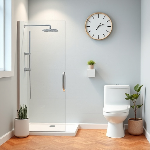A cozy bathroom scene capturing the charm of an affordable remodel in Midway, Kentucky. The image features a vintage clawfoot tub under a large window bathed in warm, golden sunlight, filled with frothy bubbles and a playful rubber duck. A rustic shelving unit nearby displays neatly rolled fluffy towels, vibrant houseplants, and mason jars of homemade bath salts. The serene blue walls with white wainscoting create a fresh, timeless feel, while classic hexagonal black-and-white tiles contrast with a warm wooden vanity featuring an elegant sink. Framed botanical prints add color, and through the window, a glimpse of a quaint Midway street can be seen, evoking the town's history. The scene is enhanced by soft pastels and earthy tones, with a hand-painted sign saying "Welcome to My Oasis," making it an inviting setting for budget-friendly home improvement inspiration.