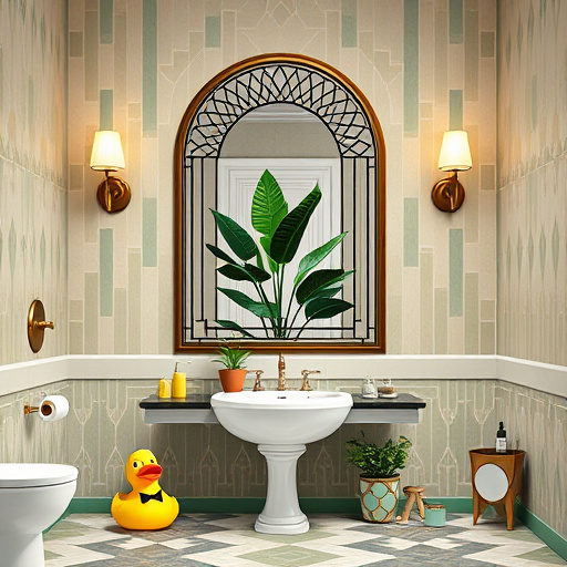 Alt text: A captivating blog cover image featuring a partially renovated bathroom scene focused on the theme "What permits are needed for bathroom remodeling." The bathroom showcases gleaming porcelain tiles, a modern bathtub, and a colorful mosaic border. Scattered tools like a hammer and measuring tape lie on the floor next to unfurled blueprints, symbolizing the careful planning required for renovations. In the background, a calendar notes an upcoming city meeting for building permits, emphasizing the importance of bureaucracy in construction. Quirky details include a cartoonish construction cone with local authority approval stickers and humorous chalkboard drawings of bathroom fixtures requesting permits. Bright natural light streams through a large window, illuminating the space, while potted plants add freshness and color. The artwork employs a Social Realism style with earthy tones, pops of yellow, and calming blues, balancing the seriousness of remodeling regulations with the joy of creating a personal sanctuary. This image invites viewers to consider remodeling permits in an engaging and approachable manner.