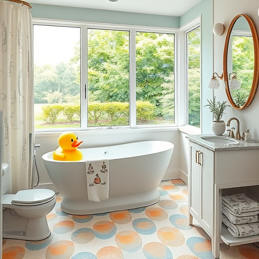 A vibrant and captivating blog cover image for "DIY Bathroom Makeover Ideas" in the Cubism art style. The image features a transformed bathroom space with geometric shapes representing bold, angular tiles in lively colors like turquoise, coral, and sunny yellow. At the center, a stylized bathtub, designed with facets that reflect sunlight, is accented by playful, contrasting soap bubbles floating above. Surrounding the tub are fragmented, cubist depictions of plants in colorful pots, adding freshness and life to the scene. Quirky details include a wacky shower curtain with mismatched patterns and floating, abstract tools like a paintbrush and a tile cutter, emphasizing the DIY theme. The background showcases fragmented walls and floor tiles, suggesting an ongoing renovation and creating a dynamic sense of movement. The overall composition, rich in textures and overlapping shapes, radiates enthusiasm for home improvement and innovation in bathroom design, inviting creativity and transformation.