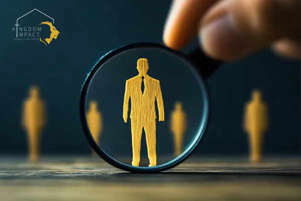 Magnifying Glass Focusing on a Business Candidate