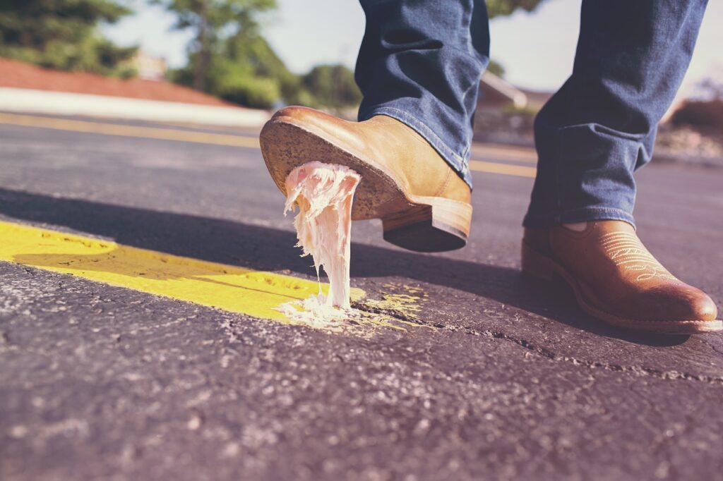 Shoe on gum stuck
