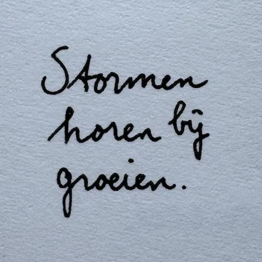 Reflectieve quote over ontwikkeling en emotionele groei bij kinderen, handgeschreven als opvoedkundige aanmoediging.