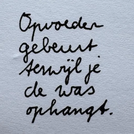 Alledaagse, handgeschreven wijsheid over informele momenten in het ouderschap en pedagogiek in het gewone leven.