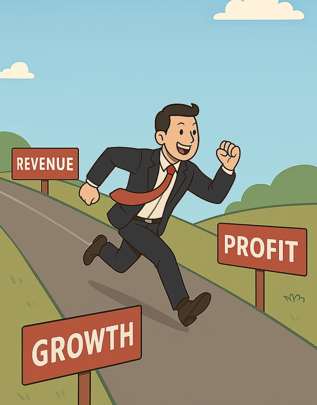 Businessman sprinting toward years end