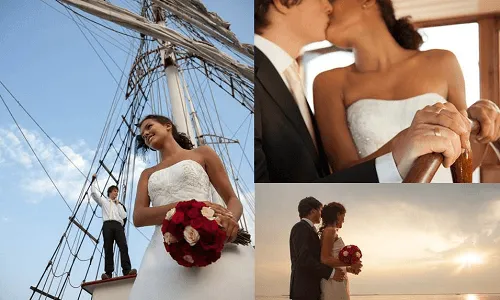 Gelukkig bruidspaar - trouwschip bounty