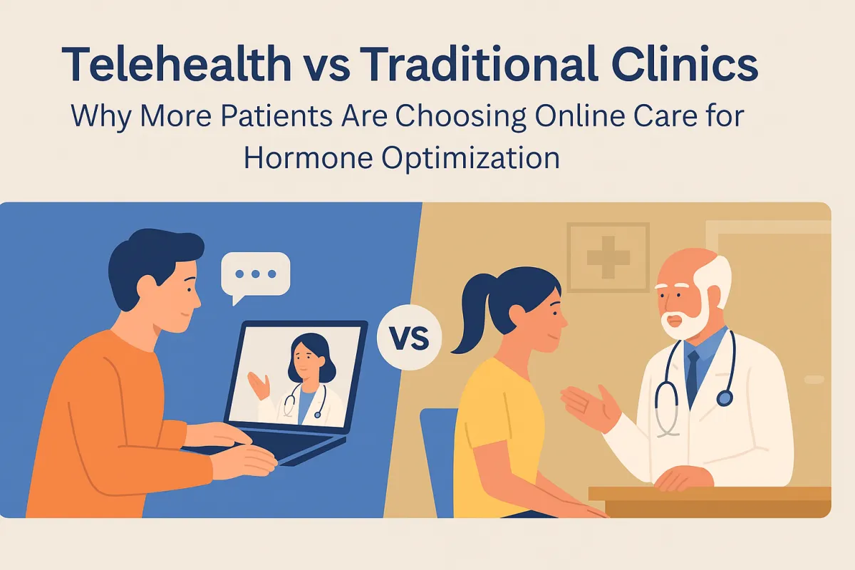 Image of telehealth vs traditional clinics