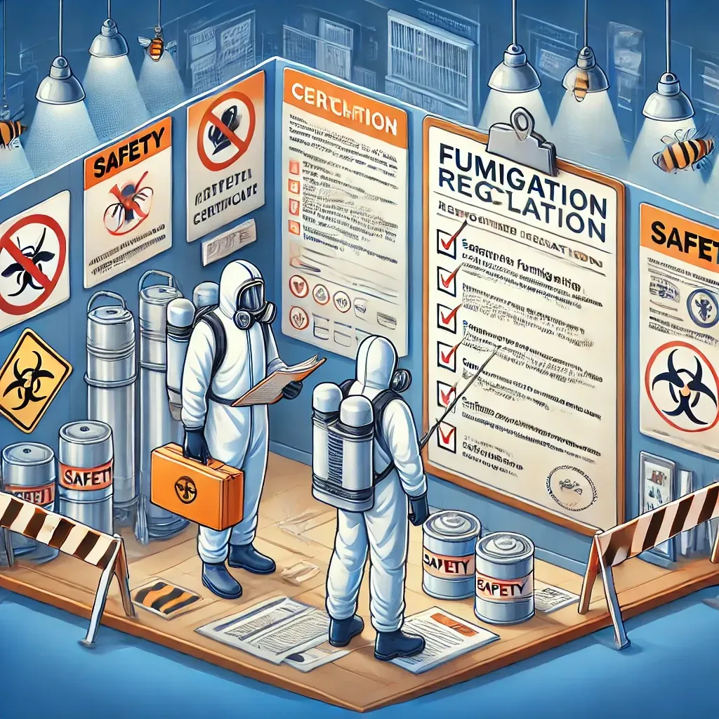 "Regulaciones Locales y Nacionales sobre Fumigación Normativas para el Uso de Productos Químicos en la Fumigación Certificaciones y Licencias Necesarias para Operadores de Fumigación Requisitos de Documentación y Reportes Post-Fumigación Cumplimiento de Normas de Seguridad en la Fumigación"