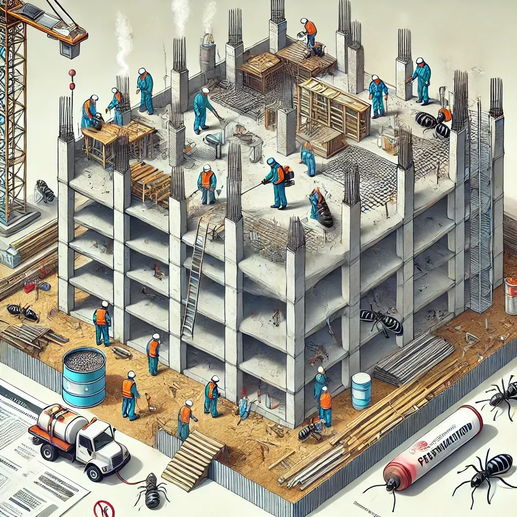"Fumigación de cimientos y estructuras de obra Técnicas preventivas contra termitas en construcción Control de roedores en edificios en construcción Integración de fumigación en planes de construcción Normativas y mejores prácticas en la fumigación de obras"
