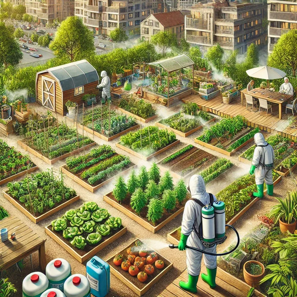 "Métodos de fumigación en jardines urbanos Control biológico en cultivos urbanos Selección de productos seguros para áreas residenciales Fumigación preventiva en huertos comunitarios Monitoreo y mantenimiento post-fumigación en jardines"