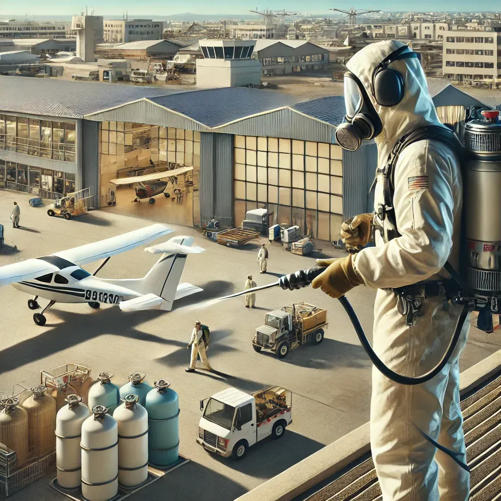 Fumigación en el Aeropuerto Regional de Agualeguas, realizada por Maximo Fumigaciones, protegiendo contra plagas