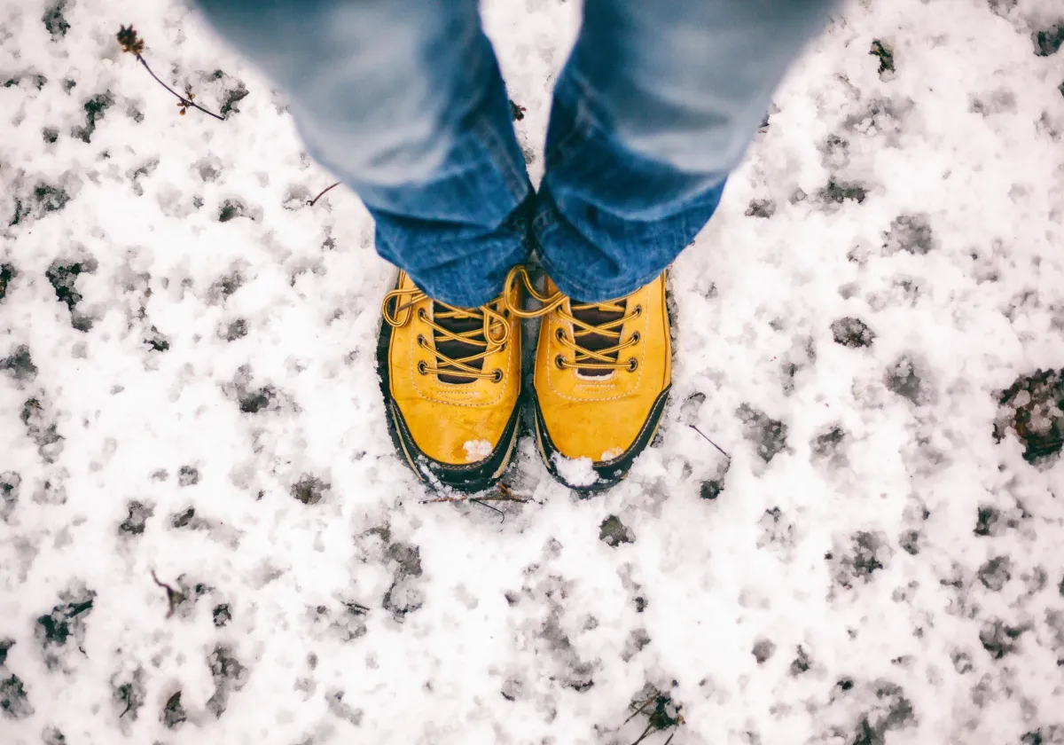 Shoes on snow. We Fix Feet.