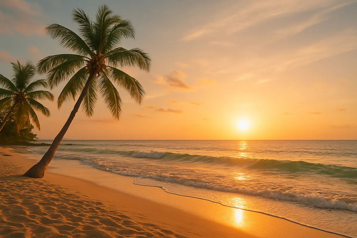 beach with palm tree