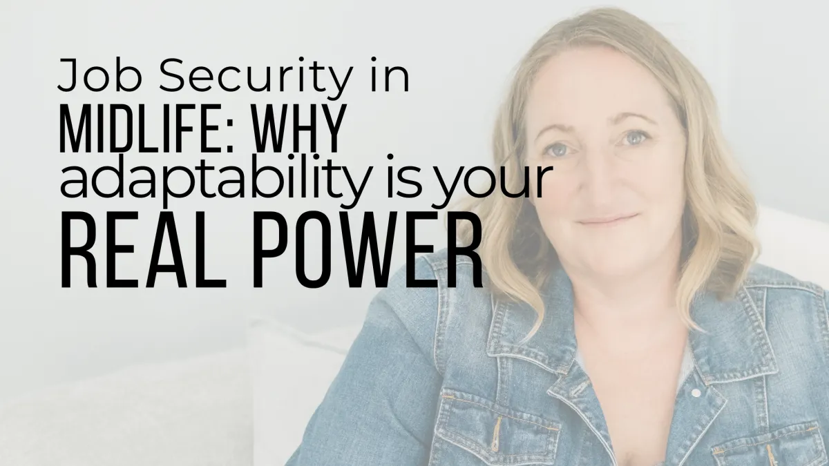 Midlife professional reflecting on job security and adaptability at work
