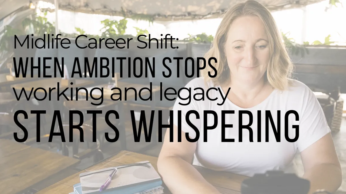 Midlife professional reflecting on a career shift as ambition loses meaning and legacy begins to matter.