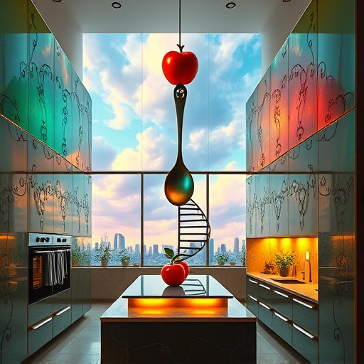 A vibrant PopArt-style illustration depicting a colorful, stylized kitchen scene focused on fixing uneven floors. The scene features a quirky kitchen with bold, contrasting tiles in shades of turquoise, orange, and lime green, some tiles slightly askew to highlight unevenness. Oversized cartoonish tools, including a putty knife and hammer, rest on the floor, while exaggerated tools like a spirit level, wrench, and rolled blueprint suggest DIY repair efforts. Wavy cracks outlined in black emphasize tile imperfections. The background showcases a lively retro-patterned wall with polka dots, zigzags, and curved lines in saturated colors, creating an energetic atmosphere. Whimsical elements such as a smiling clock, exaggerated cabinet handles, and a cartoon artist’s palette add playful charm. The entire composition is outlined with bold black lines, featuring flat color blocks and dynamic patterns, conveying a fun, upbeat mood that inspires confidence in home repairs and DIY projects.