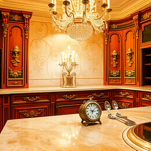 A vibrant digital artwork illustrating a modern, full-service kitchen remodel in Farmington Hills, Michigan. The open-concept design features glossy quartz countertops and stylish pendant lights shaped like geometric clouds or abstract fruits hanging above a spacious island. Elegant high-end appliances with a futuristic yet inviting look are seamlessly integrated into the sleek cabinetry, complemented by colorful mosaic tile backsplash that adds playful energy. Large windows offer a view of a serene suburban landscape with trees and seasonal Michigan scenery, such as snow-dusted rooftops or blooming flowers, creating a warm, welcoming atmosphere. Subtle renovation elements include a rolled-up blueprint and wooden sample boards on the countertop, indicating ongoing transformation. Quirky details like a potted fox-shaped plant and a vintage clock with exaggerated hands introduce fun personality. The color palette features warm beiges, soft blues, fresh greens, and metallic accents, rendered in a lush digital style with smooth gradients and crisp details. The organized, clean space emphasizes craftsmanship and creativity, making the scene inspiring and ideal for highlighting expert kitchen renovation services.