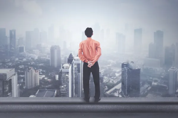 Person Standing at the Edge of a Bridge