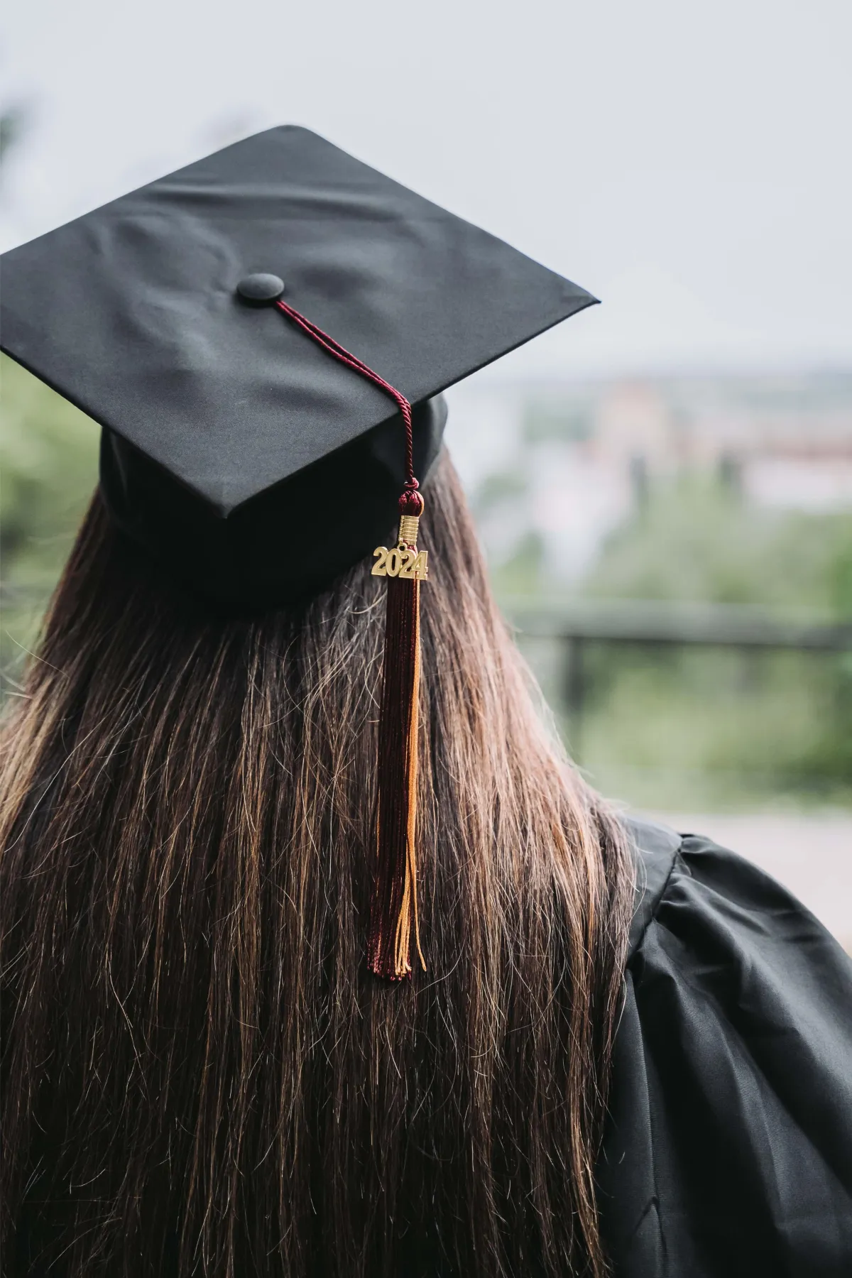 A chapter closed, a new journey begins: Texas State University graduation portrait.