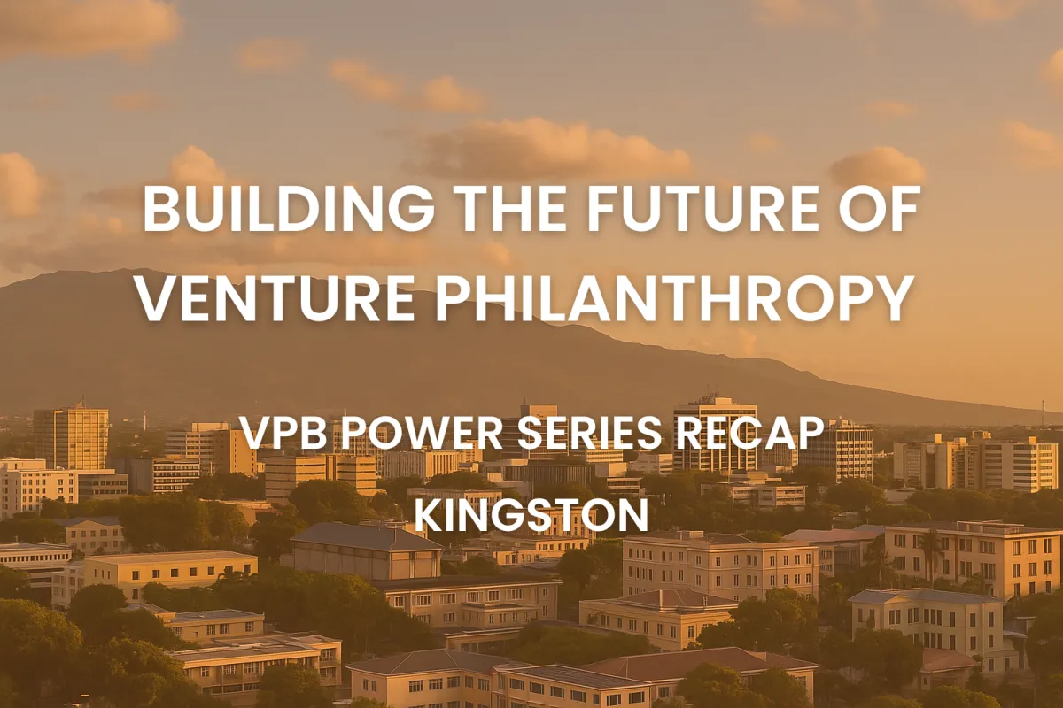 Kingston skyline at sunrise with bold white text reading "VPB Power Brunch | Kingston 2025