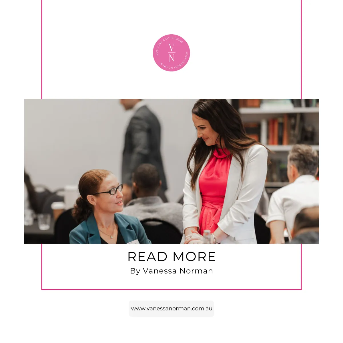 Vanessa Norman engaging in a professional discussion during a business event, representing the article ‘What This Year Taught Us About Leadership and Purpose in the NDIS’ on www.vanessanorman.com.au.