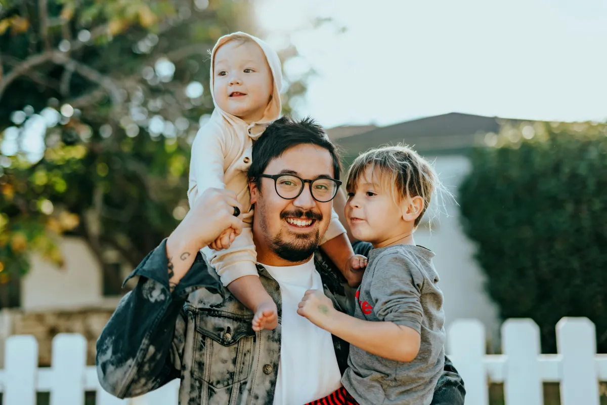 father with two kids