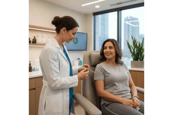 Medical professional giving a lipotropic shot to support fat loss.