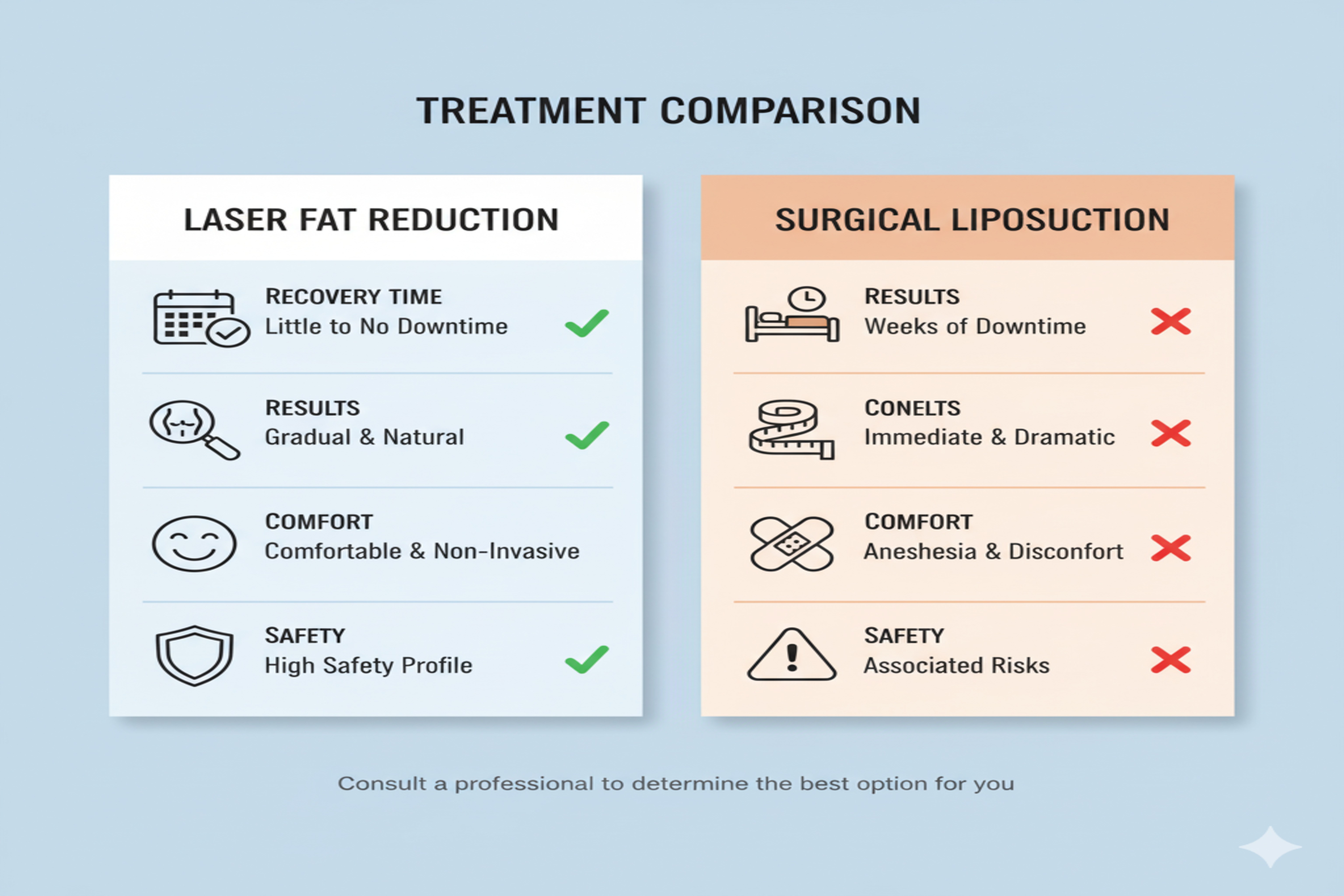 Infographic comparing SculpSure and liposuction features