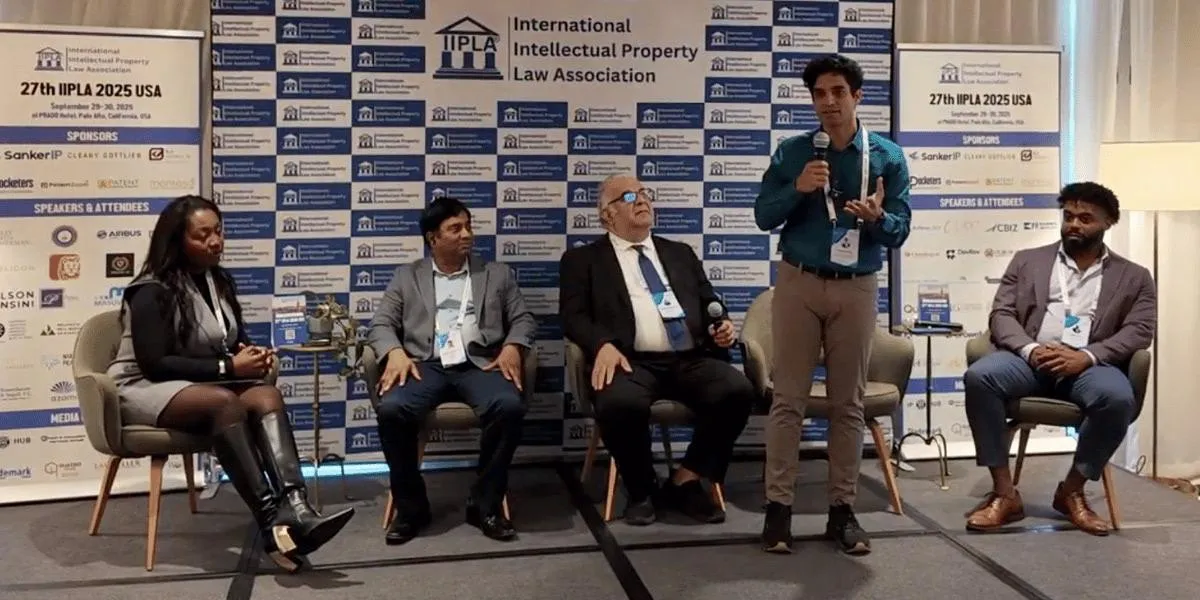 Basim Mousilli speaking on AI and automation in law during the IIPLA 2025 Conference in Palo Alto, sharing insights that inspired the launch of the AI Attorney Academy.