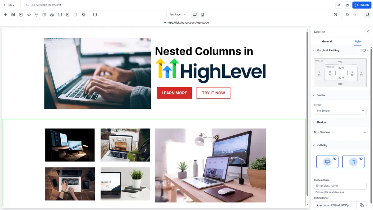 Game Changer in GHL Page Builder: Nest Rows and Columns Inside Columns